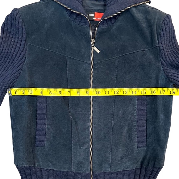 MARCELLE RENÉE / VINTAGE suede and ribbed knit jacket / Navy Blue - Picture 10 of 11